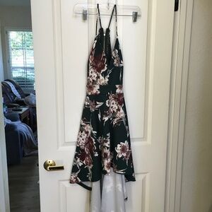 If Green is your color! Green dress with back lace and pink burgundy flowers